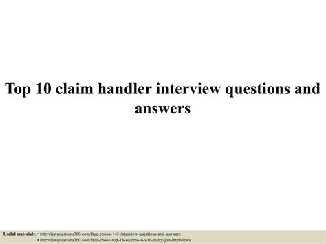 Claim Handler Interview Questions And Answers  A Comprehensive Guide