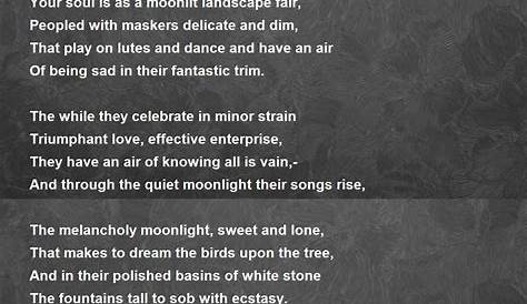Items similar to Vintage-Looking Typed Poem "Clair De Lune" (Moonlight
