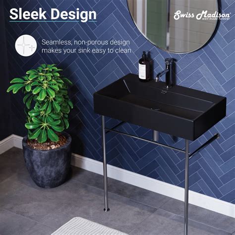 Claire 30 Tall Ceramic Rectangular Console Bathroom Sink With Overflow