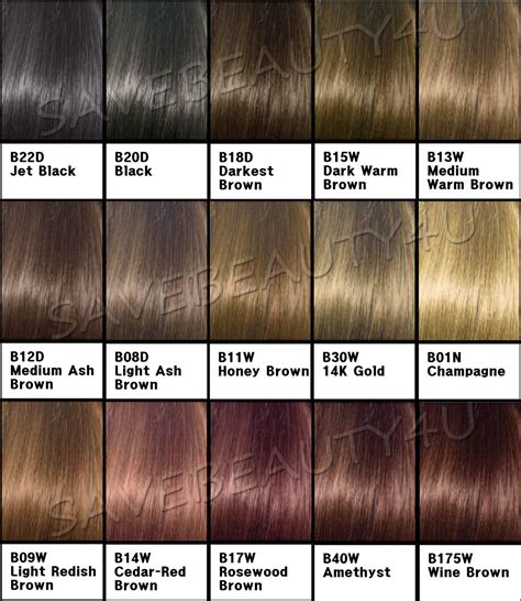 clairol brunette hair color chart