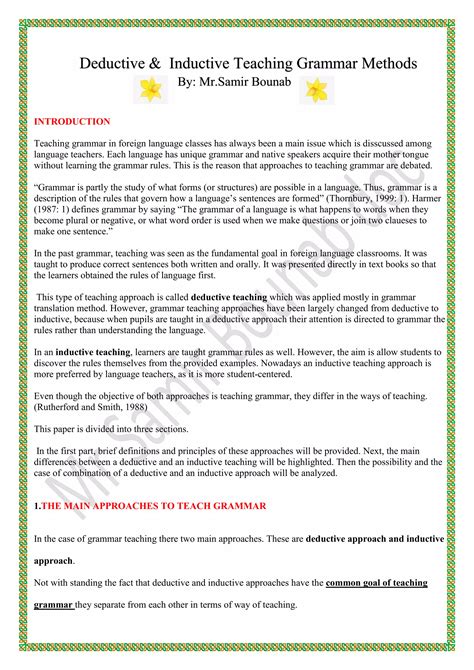 clarify inductive and deductive method of teaching grammar