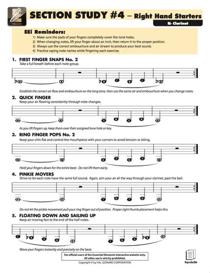 Clarinet Right Hand Exercises