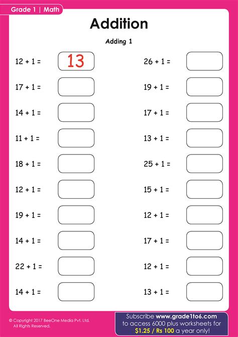Class 1 Math Worksheet Pdf