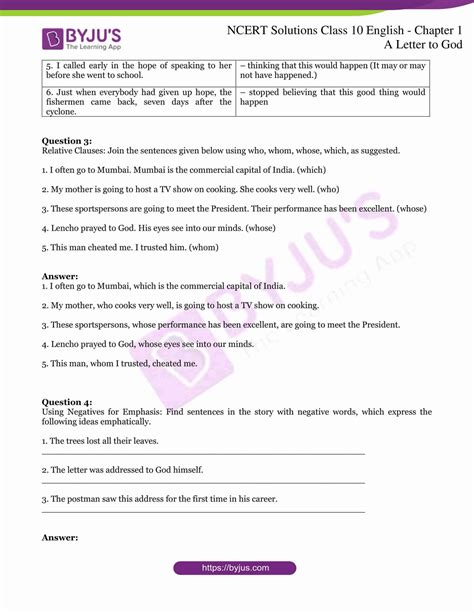 class 10 english chapter 1 question answer
