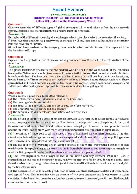 class 10 history chapter 3 extra questions and answers pdf