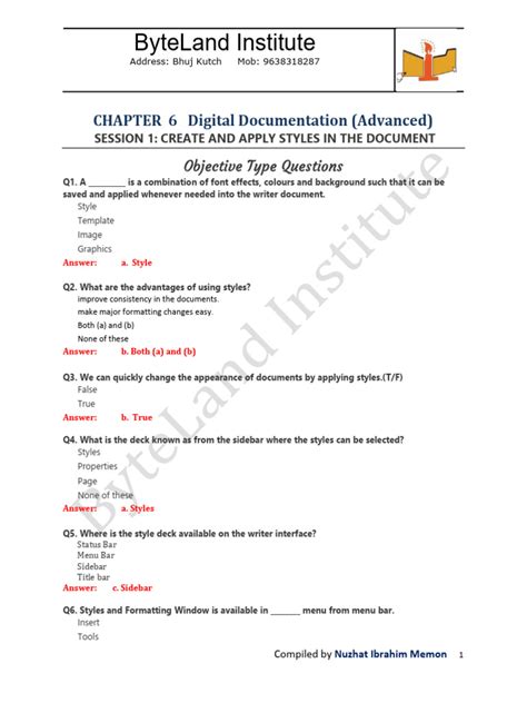 class 10 it digital documentation questions and answers pdf chapter 1