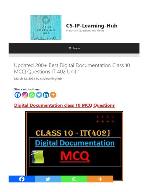class 10 it digital documentation questions and answers pdf mcq