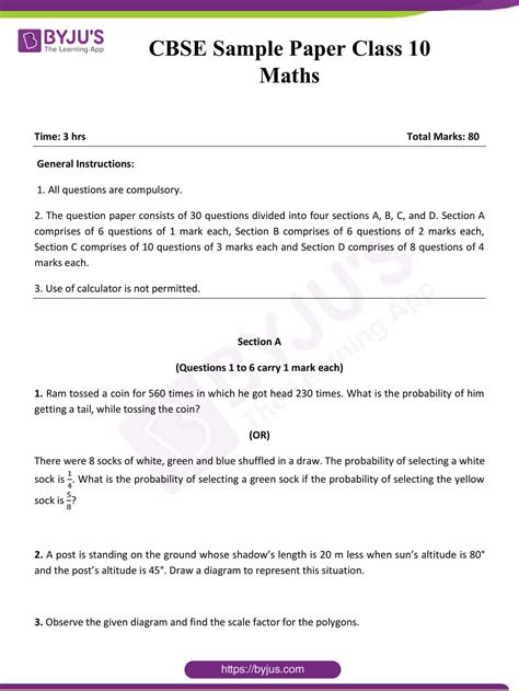 Class 10 Sample Paper Of Maths Term 2