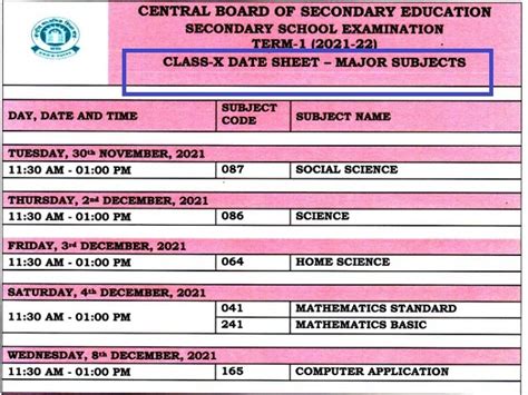 class 10th board exam date 2022