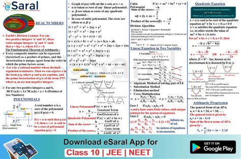 class 10th important formula