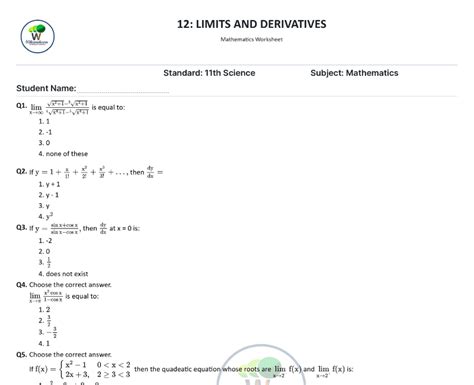Class 11 Maths Worksheets