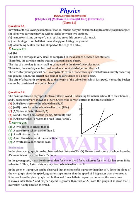 class 11 physics chapter 2 explanation