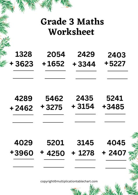 Class 3 Math Worksheet With Answers