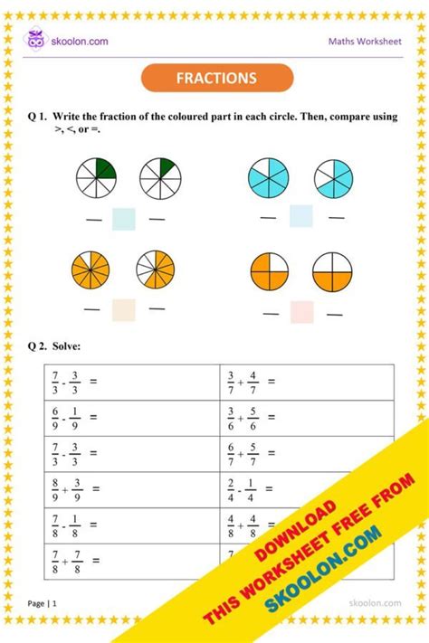 Class 3 Maths Fraction Worksheet
