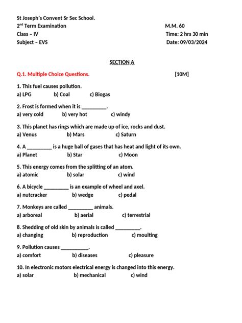 class 4 evs question bank with answers pdf chapter 1