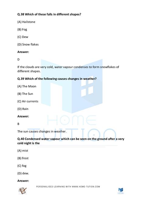 class 4 evs questions and answers