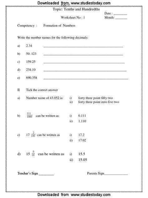 Class 5 Cbse Maths Worksheet