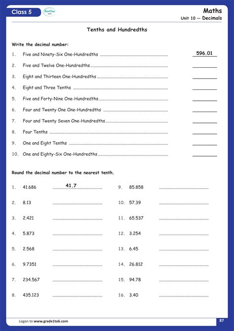 Class 5 Maths Chapter 3 Worksheet