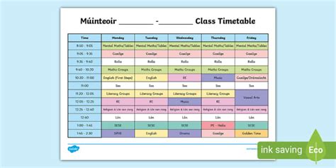 Class 5 Timetable