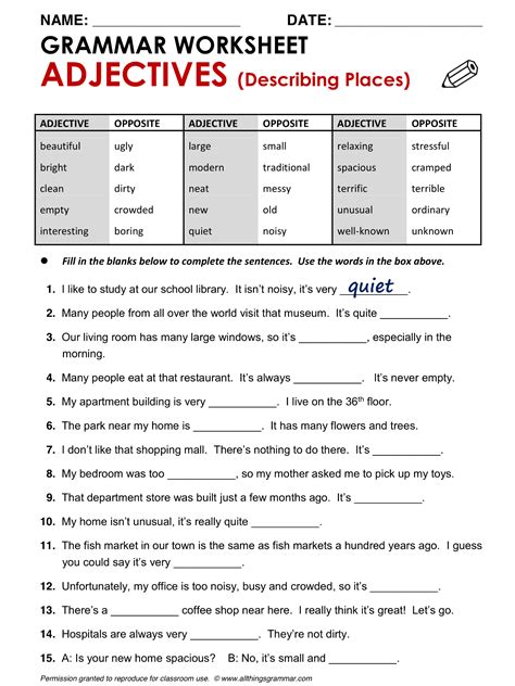 class 7 english grammar adjectives exercises