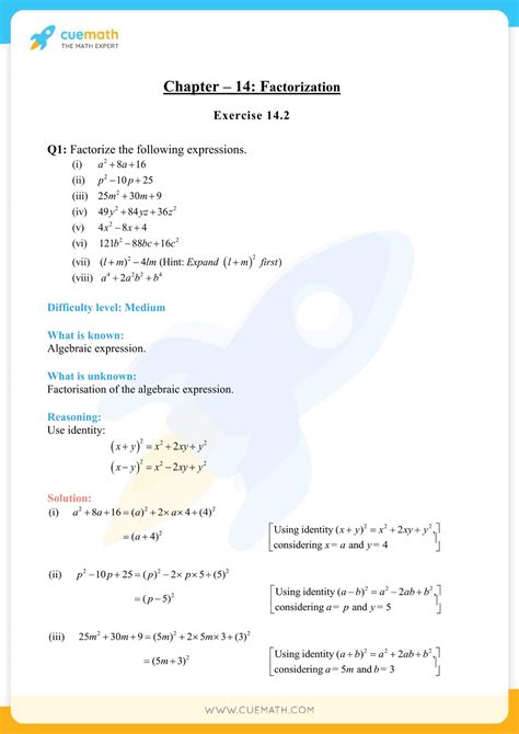 Class 8 Maths Factorisation Sample Questions