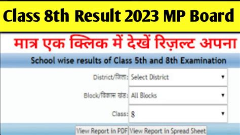 class 8th result 2024 mp board