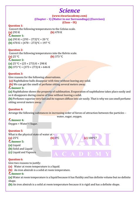 class 9 science topics
