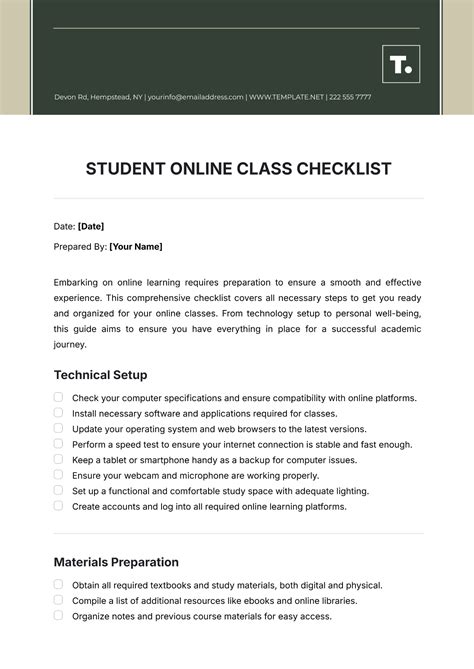 class a checklist