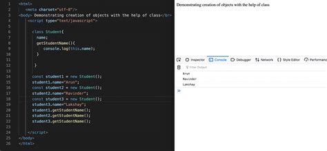 class and object in javascript example