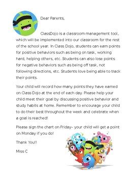 class dojo welcome letter to parents