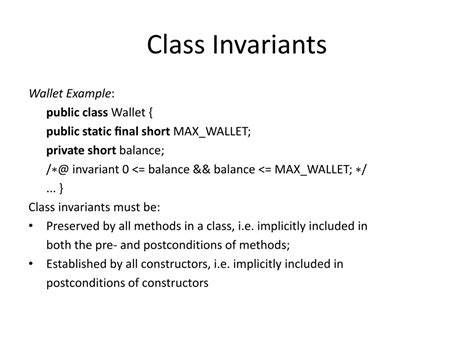 Class Invariant Examples Java