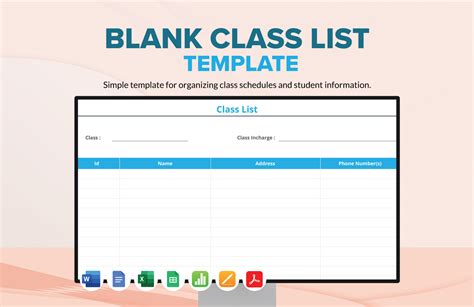 Class List Template Google Docs