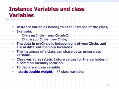 class variable vs instance variable