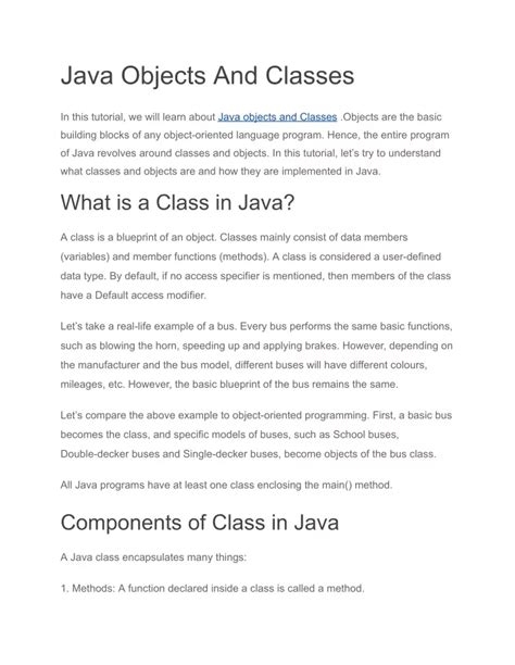 classes and objects in java example programs pdf free download