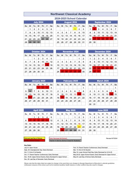 Classical Academy High School Calendar
