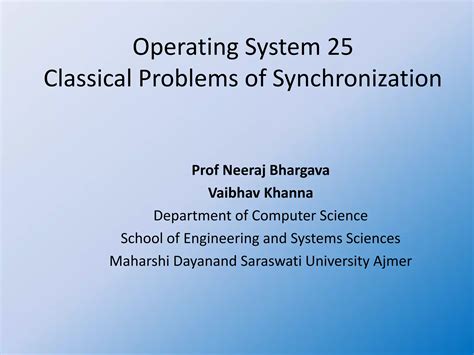 classical problem of synchronization in operating system ppt