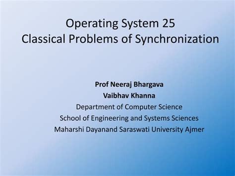 classical problems of synchronization in os ppt