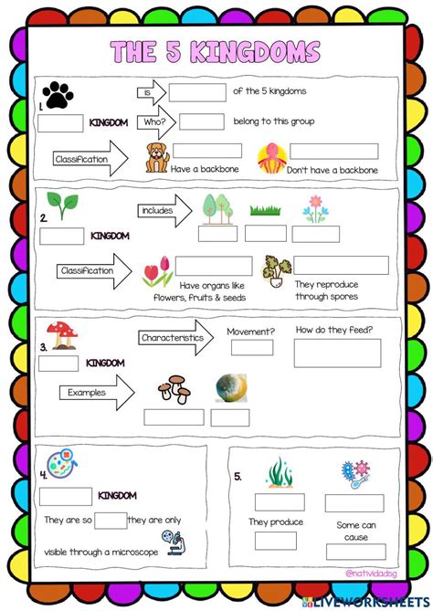 Classification Kingdoms Worksheet