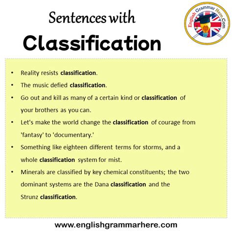 classification in a sentence