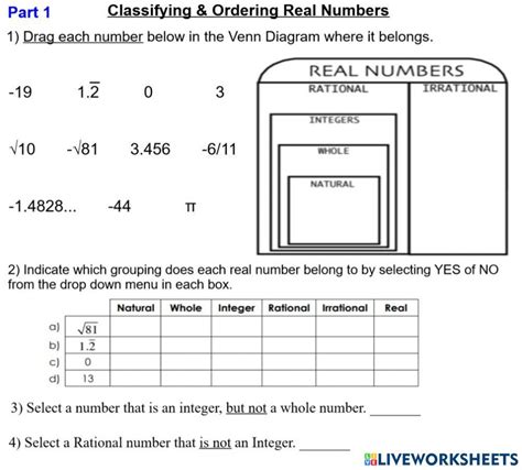 Classifying Numbers Worksheet With Answers