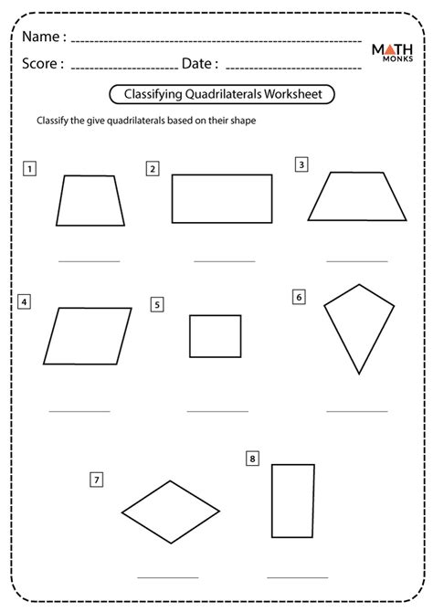 Classifying Quadrilaterals Worksheet