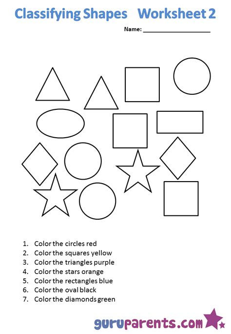 Classifying Shapes Worksheet Kindergarten