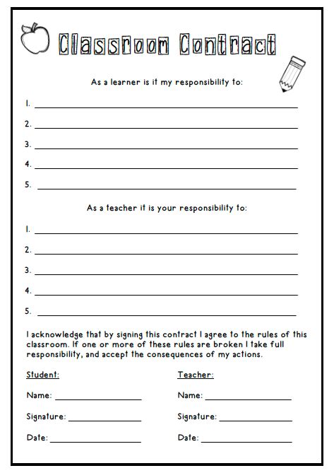 classroom contract template free