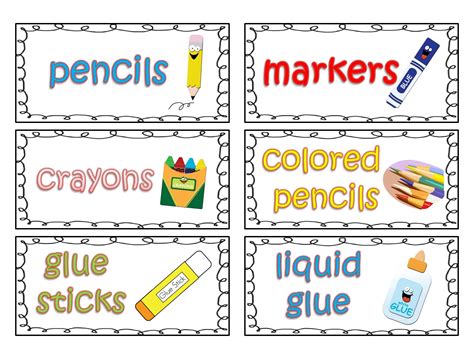 Classroom Materials Labels