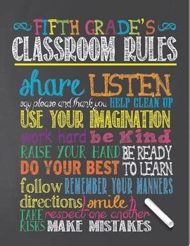Classroom Rules For 5Th Grade