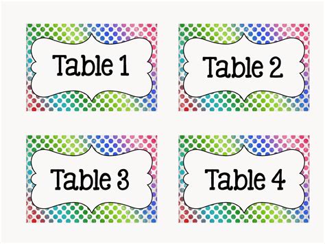 Classroom Table Number Template
