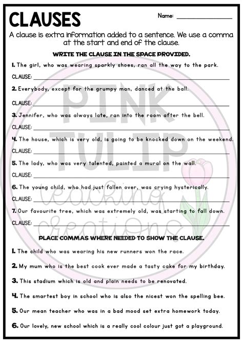clauses exercises for class 7 with answers pdf free