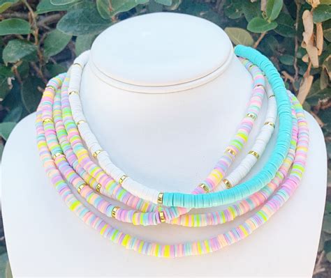 4/6/8mm 20 Colors Polymer Clay Necklace Soft Pottery Choker Necklace