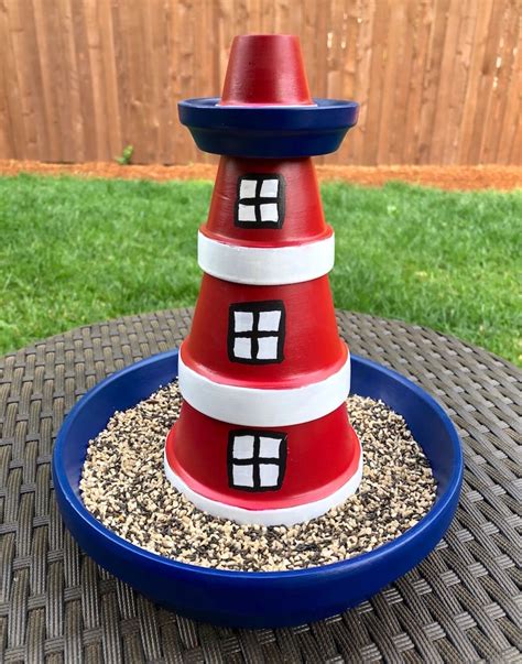 Lighthouse with LED light. 75.00 Clay pot crafts, Clay pot