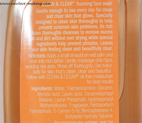 clean and clear facial wash ingredients